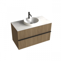 Vasque semi-encastrée Océane Ø37cm Solid Surface blanc mat (perçée 1 trou de robinet) - DECOTEC Réf. 1821801