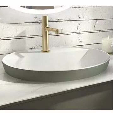 Vasque semi-encastr�e R�sonance 55x43cm Solid Surface Blanc / Laqu� ext�rieur mat ou brillant (perc�e 1 trou robinet) - DECOTEC