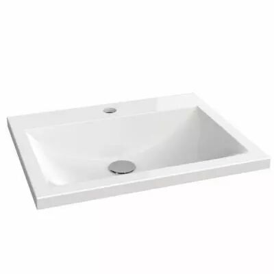 Vasque semi-encastr�e S�r�na 50x40cm C�ramyl� blanc brillant (perc�e 1 trou de robinet) - DECOTEC R�f. 1240011