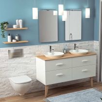 Vasque semi-encastrée Tulipe Ø46 avec trop-plein invisible Céramyl® blanc brillant (percée 1 trou robinet) - DECOTEC 1816323