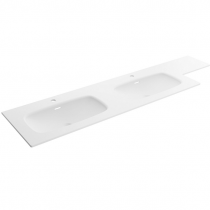Vasque sur mesure 180.1-200cm Deux profondeurs différentes 2 vasques 46cm solid surface Blanc mat - SALGAR Réf. 97564