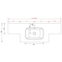 Vasque sur mesure solid surface Deux profondeurs différentes sans siphon ni bonde de vidage clic-clac vasque 56 cm 1801 - 2000 x