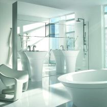 Vasque sur pied Arôme L.80cm Solid Surface Blanc polaire mat ou laque au choix - DECOTEC Réf.103080