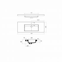 Vasque Toscana 120.5cm percée 1 trou Blanc - SALGAR Réf. 23396