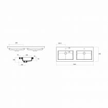 Vasque Toscana double 120.5cm perçée 2 trous Blanc - SALGAR Réf. 20753