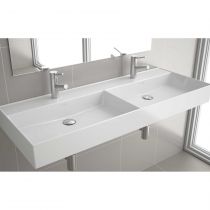 Vasque VENETO double 121x46 cm percée 2 trous Blanc - SALGAR Réf. 23398