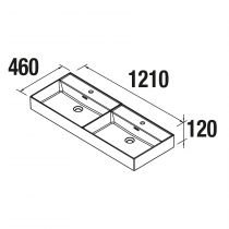 Vasque VENETO double 121x46 cm percée 2 trous Blanc - SALGAR Réf. 23398