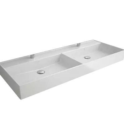 Vasque VENETO double 121x46 cm perc�e 2 trous Blanc - SALGAR R�f. 23398