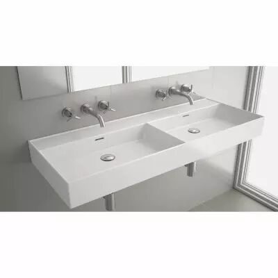 Vasque VENETO double 121x46 cm sans trou de robinetterie Blanc - SALGAR R�f. 85913