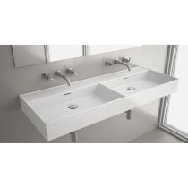 Vasque VENETO double 121x46 cm sans trou de robinetterie Blanc - SALGAR Réf. 85913