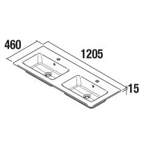 Vasque VILNA 120,5x46cm percée 2 trous SolidSurface - SALGAR Réf. 91237