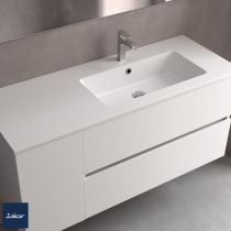 Vasque VILNA 120.5x46cm percée 1 trou SolidSurface vasque droite / coquette gauche - SALGAR 97047