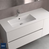 Vasque VILNA 120.5x46cm percée 1 trou SolidSurface vasque gauche / coquette droite - SALGAR 97048