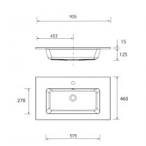 Vasque VILNA 90.5x46cm percée 1 trou SolidSurface - SALGAR Réf. 97040