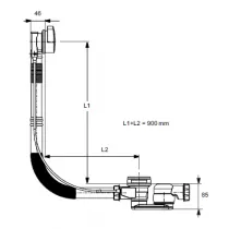 Vidage &agrave; c&ecirc;ble 80cm avec siphon extra-plat ABS Chrome - JACOB DELAFON R&eacute;f. E6D124-CP