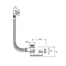Vidage baignoire &agrave; c&acirc;ble 1m ABS Blanc brillant - JACOB DELAFON R&eacute;f. E70174-01R