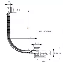 Vidage baignoire &agrave; c&acirc;ble 1m Laiton Noir mat - JACOB DELAFON R&eacute;f. E6D173-BL