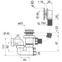 Vidage QUICK-CLAC Inox Chromé L.700 - WIRQUIN Réf. 30720453