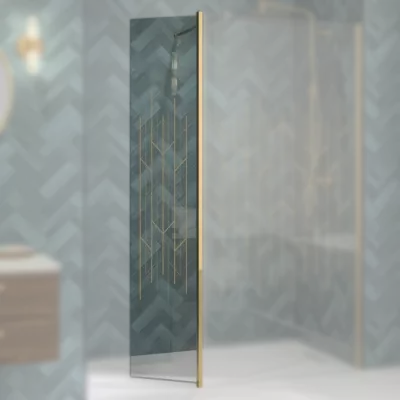 Volet pivotant Walk-in Premium Solo Design 45cm verre art d�co profil� Or bross� - KINEDO R�f. PA8290DARTE