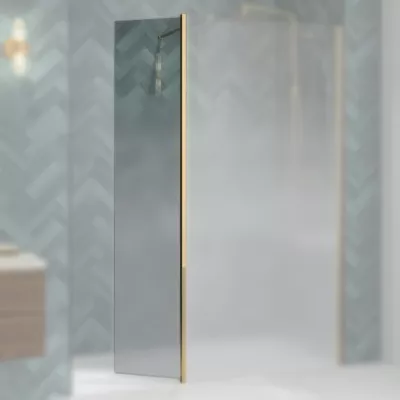 Volet pivotant Walk-in Premium Solo Design 45cm verre Cosmos XL droite profil� Or bross�  - KINEDO R�f. PA8290DCOXED