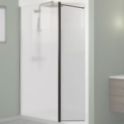 Volet pivotant Walk-in Premium Solo Design 45cm verre cosmos XL gauche profil� Noir mat - KINEDO R�f. PA8290NMCOXEG