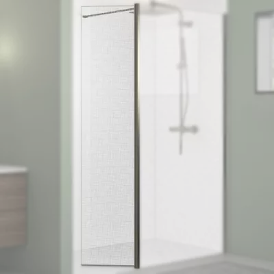 Volet pivotant Walk-in Premium Solo Design 45cm verre tissage profil� Graphite bross�  - KINEDO R�f. PA8290GTSGE