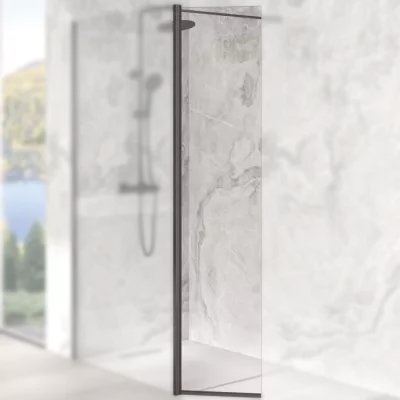 Volet pivotant Walk-in Premium Solo Design 45cm verre transparent profil� Noir mat - KINEDO R�f. PA8290NMTNE